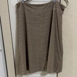 Larry Levine Tan Textured Boho Midi Skirt